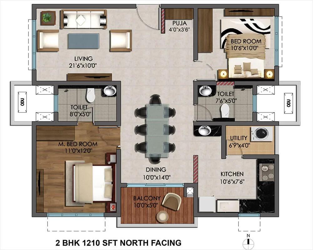 Cybercity Marina Skies 2-bhk-1210-sft