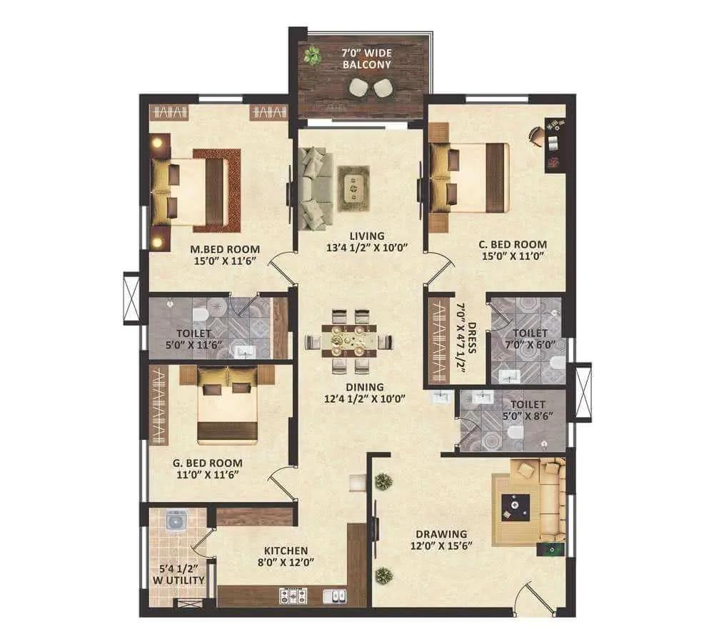 East-3BHK - GreenMark Mayfair Apartments
