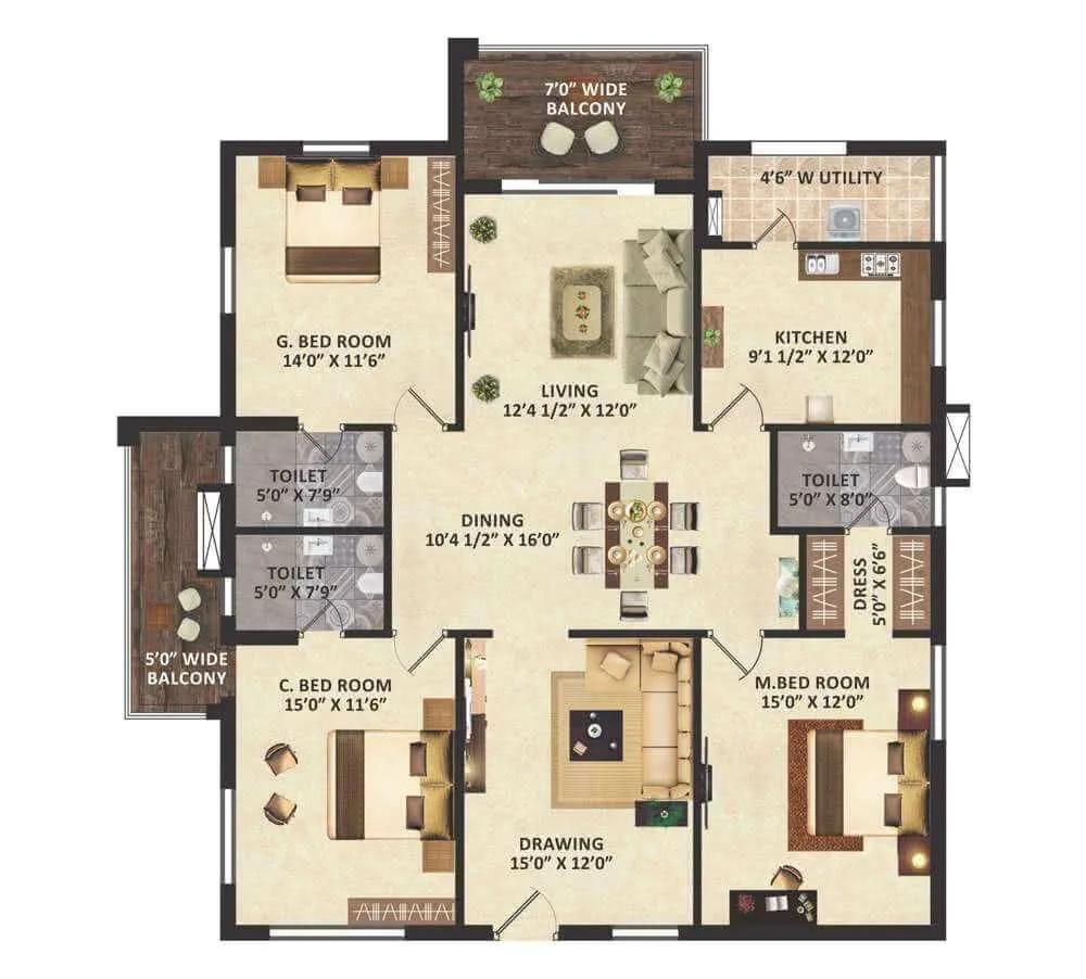 West-3BHK-BIG - GreenMark Mayfair Apartments