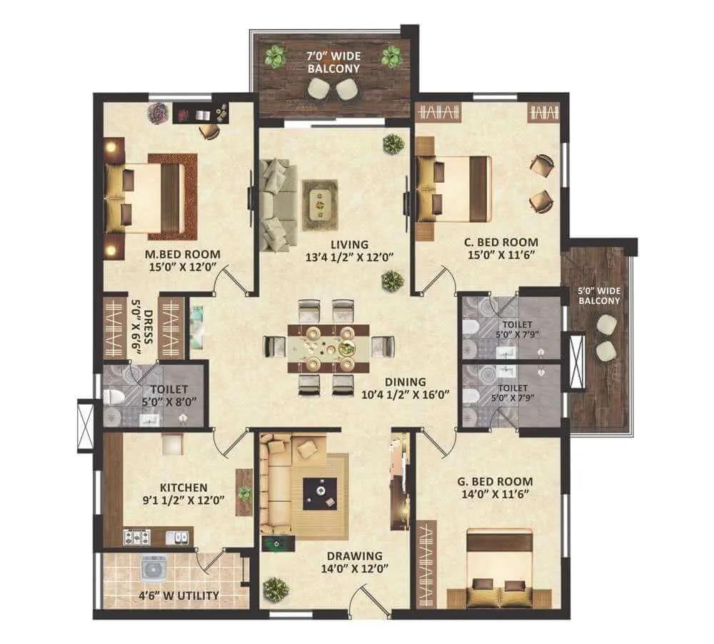 East-3BHK-BIG - GreenMark Mayfair Apartments