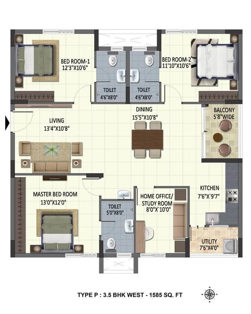 3.5 BHK - 1585 - Ramky One Harmony Hyderabad