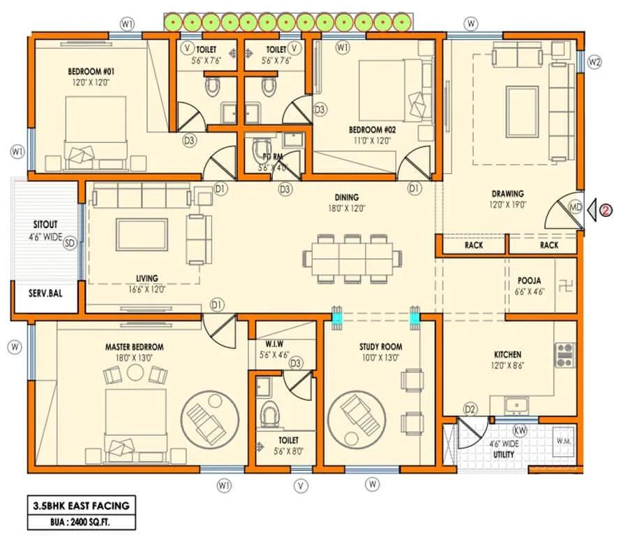 2400 - 3.5 BHK - Vasavi Atlantis Hyderabad