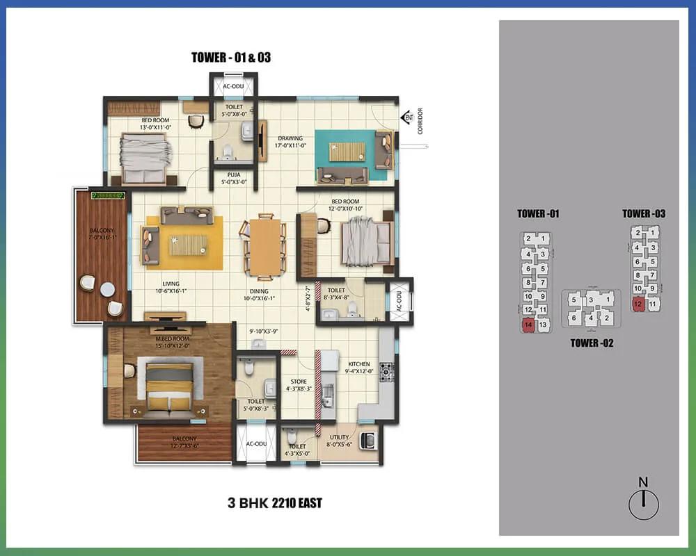 2210 3BHK Premium - Cybercity Westbrook