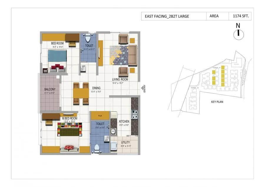 2 BHK Large Urbanrise The Happening Heights