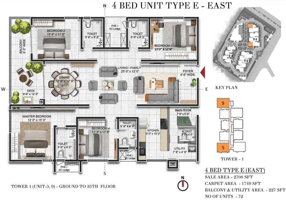 2708 4BHK - Prestige Beverly Hills