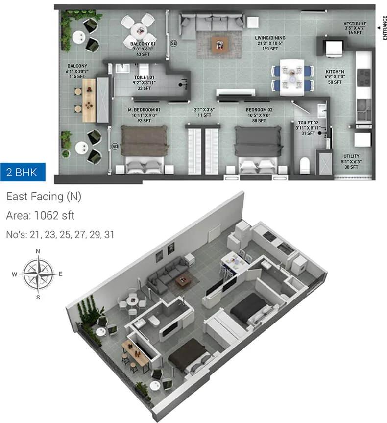 1062 2BHK - Incor Lake City