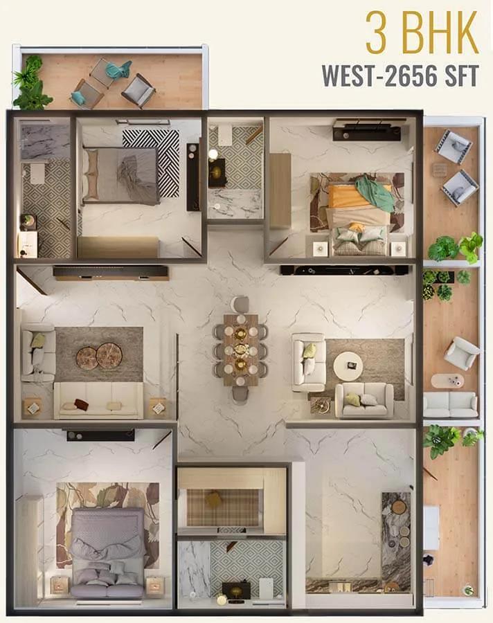 2656 3BHK - Candeur Crescent Hyderabad