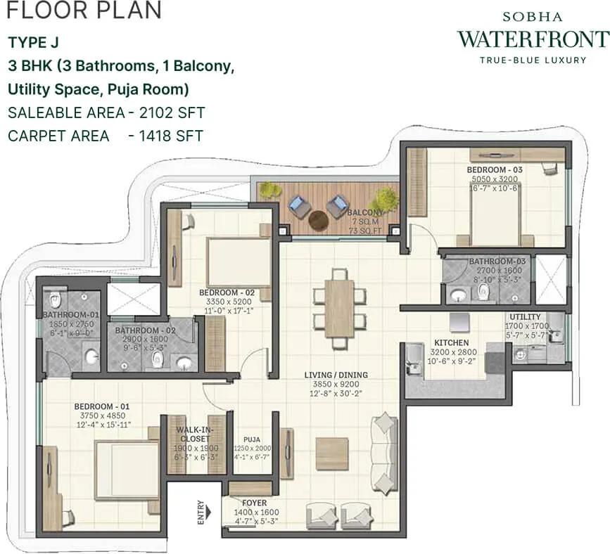 2102 3BHK - Sobha Waterfront Hyderabad