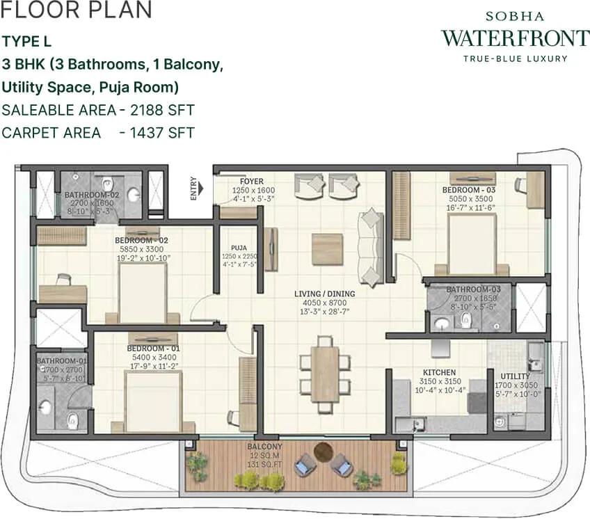 2188 3BHK - Sobha Waterfront Hyderabad