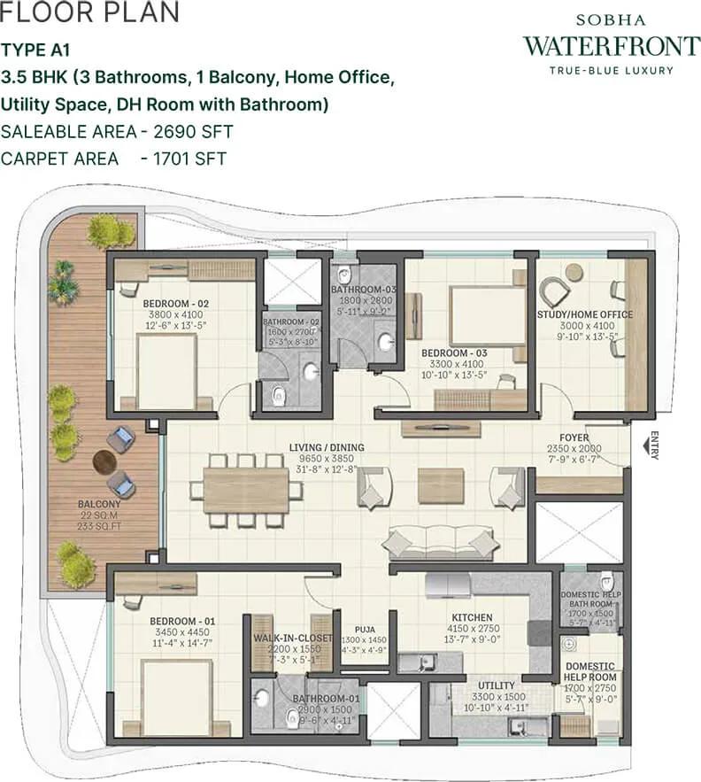 2690 3.5BHK - Sobha Waterfront Hyderabad