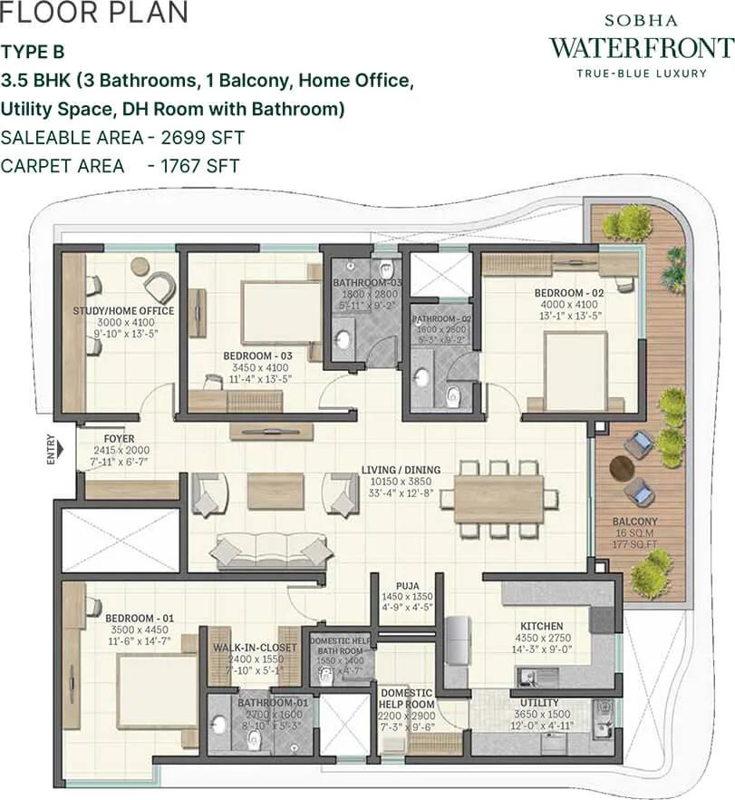 2699 3.5BHK - Sobha Waterfront Hyderabad