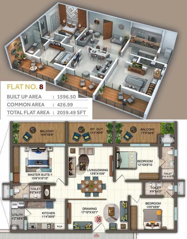 2059 3BHK 8 - Candeur Twins Miyapur
