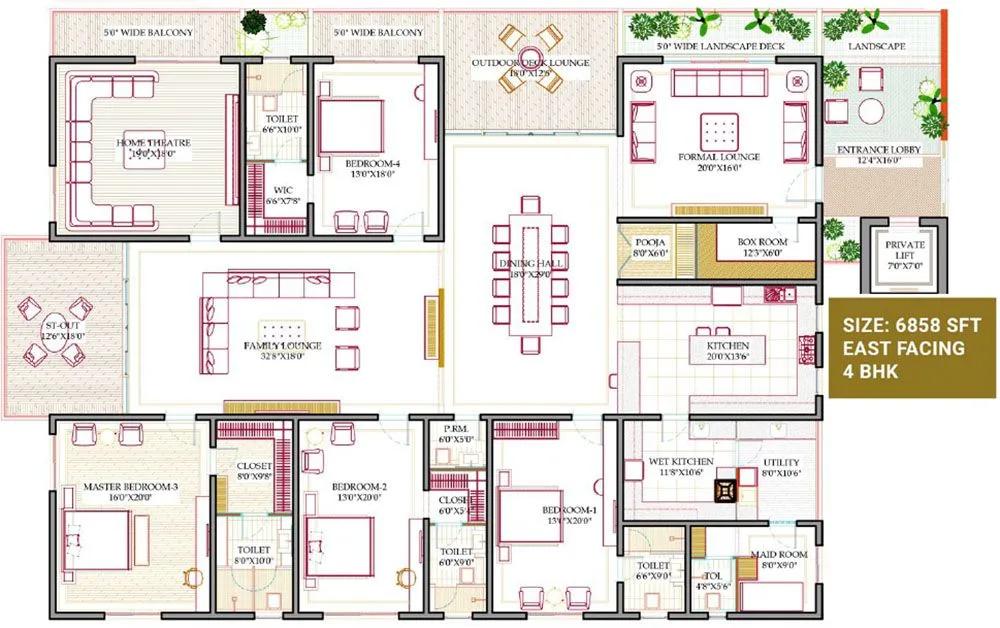 6858 4BHK - Western Marina Hyderabad