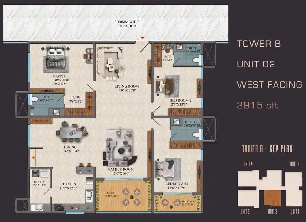 2915 3bhk b sas diamond towers