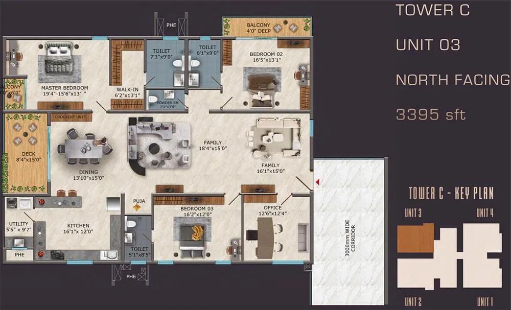 3395 3bhk c sas diamond towers