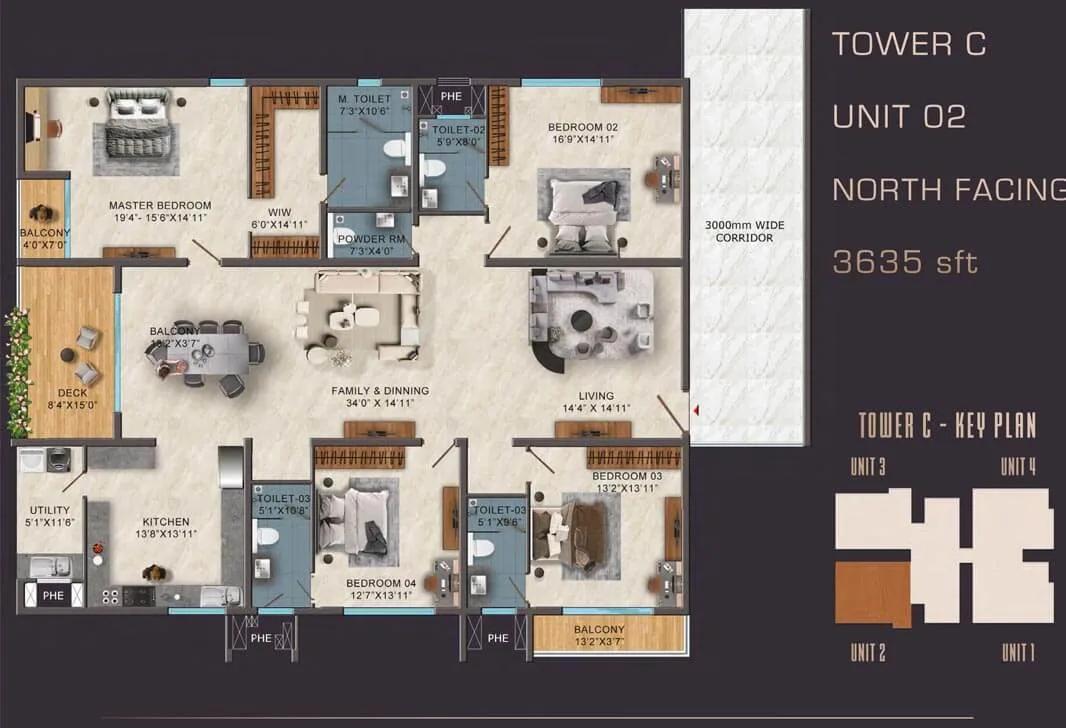 3635 4bhk c sas diamond towers