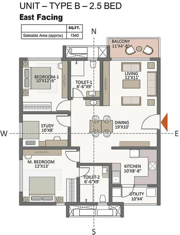 2.5bhk 1540 prestige city hyderabad apartments