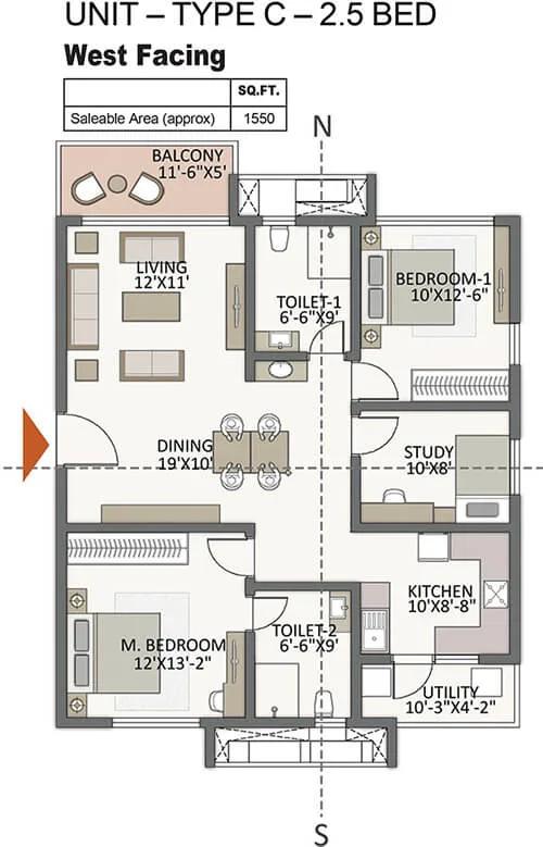 2.5bhk 1550 prestige city hyderabad apartments