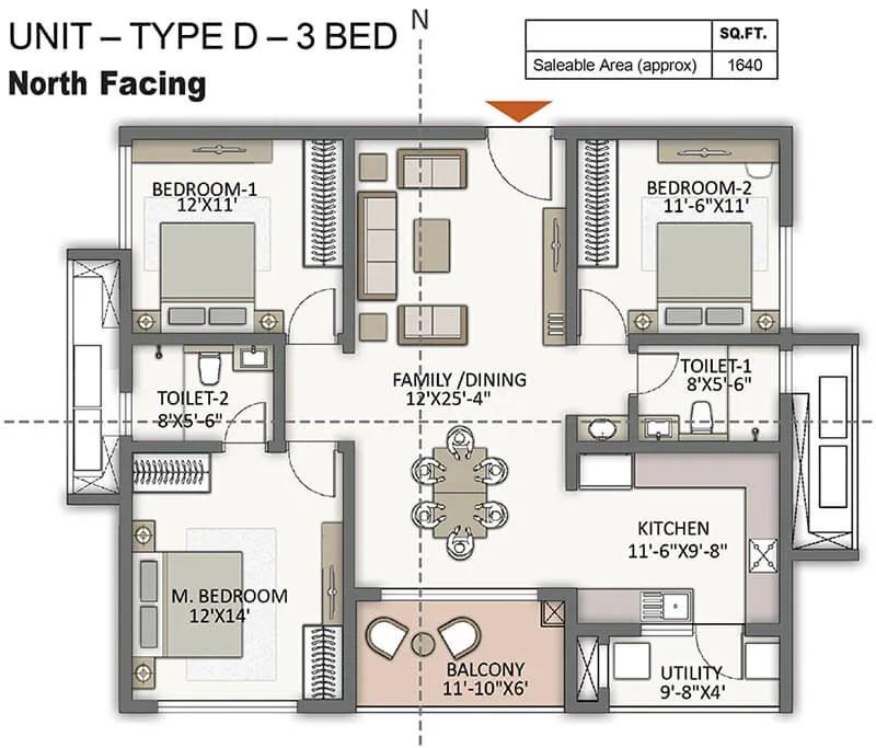 3bhk 1640 prestige city hyderabad apartments