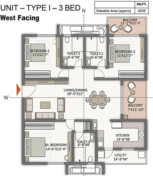 3bhk 2035 prestige city hyderabad apartments