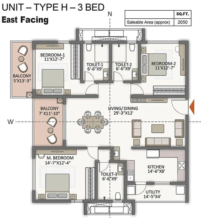 3bhk 2050 prestige city hyderabad apartments