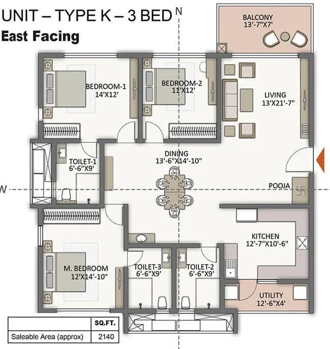 3bhk 2140 prestige city hyderabad apartments