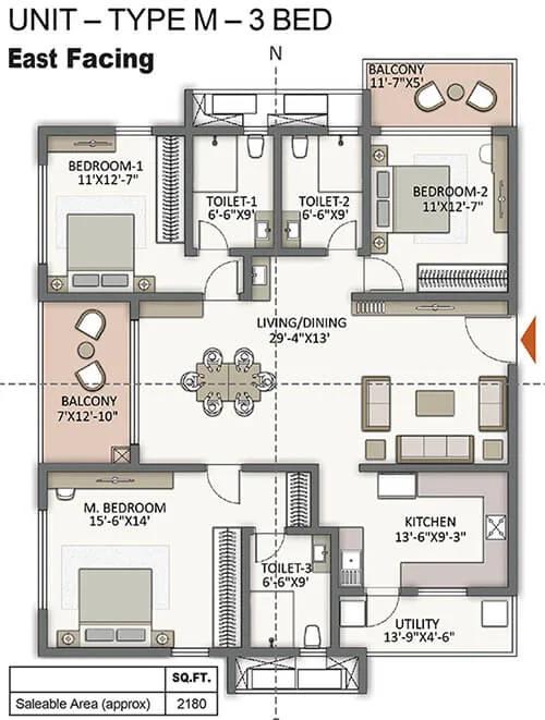 3bhk 2180 prestige city hyderabad apartments