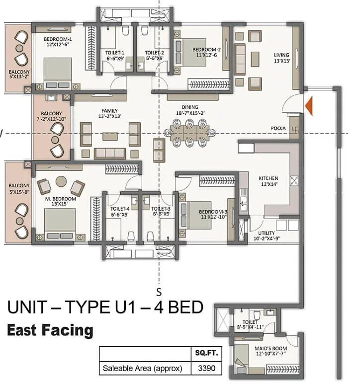 4bhk 3390 prestige city hyderabad apartments