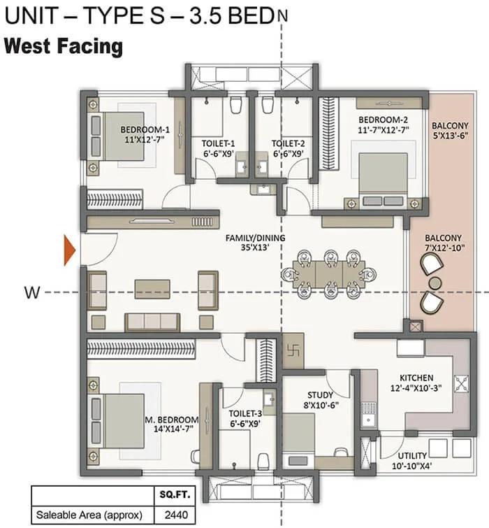 3.5bhk 2440 prestige city hyderabad apartments
