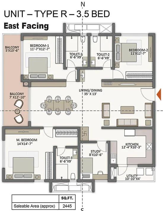 3.5bhk 2445 prestige city hyderabad apartments