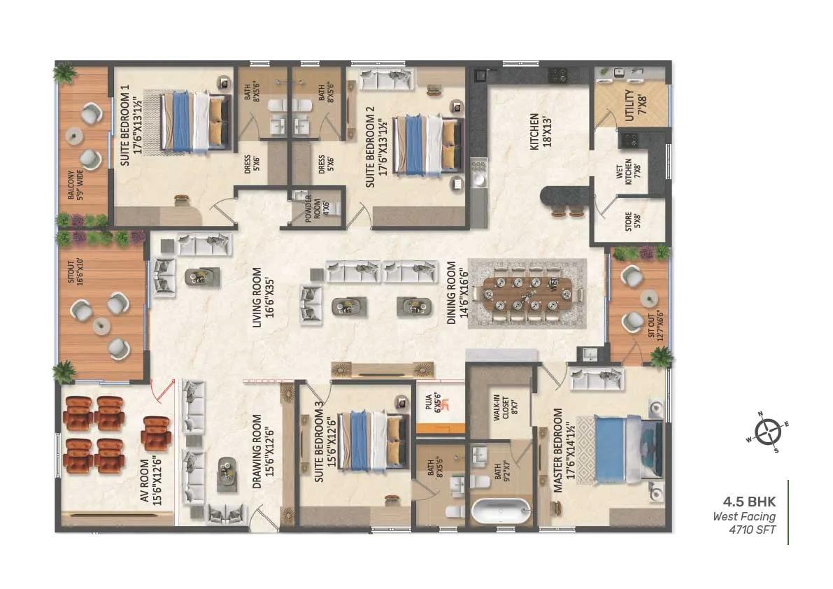 4710 4.5bhk west srias iwa sas iwa