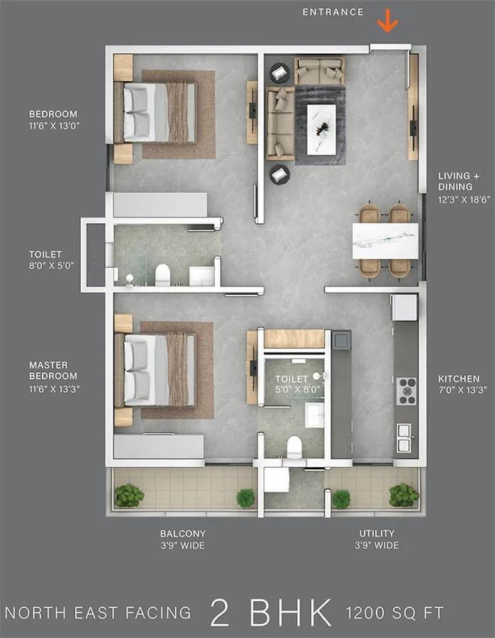 2bhk east 1200 the line narsingi