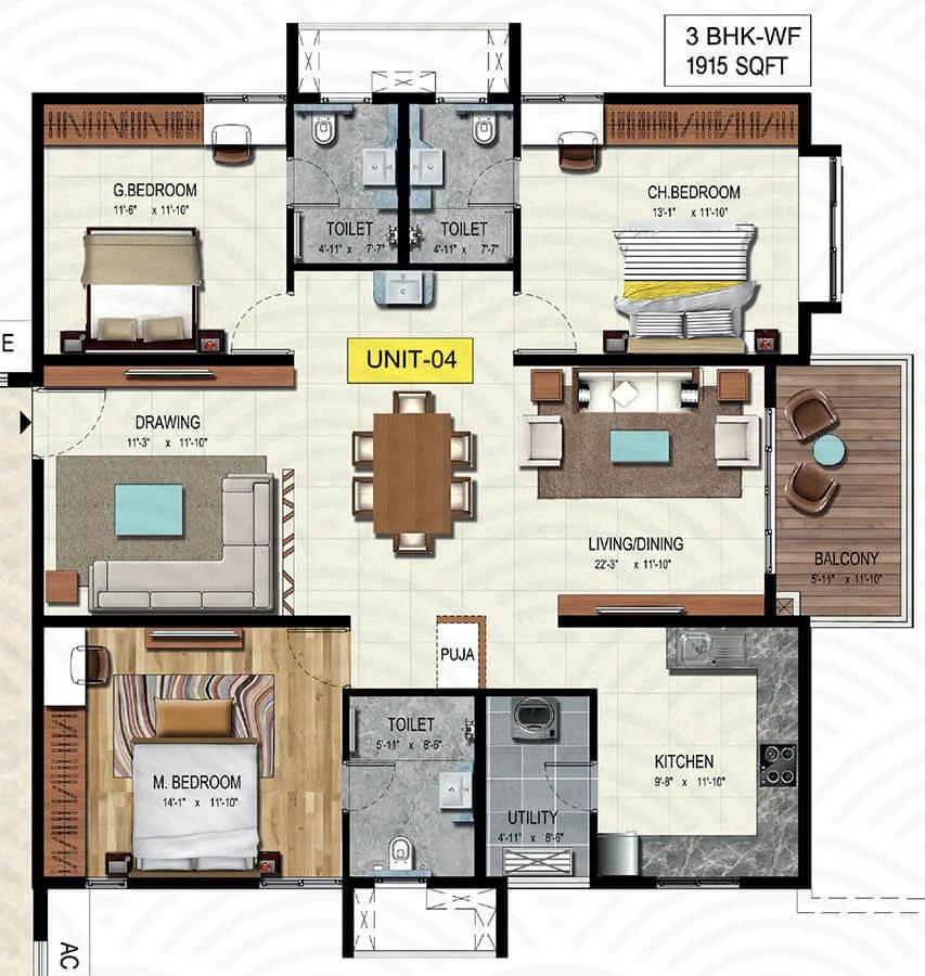 3bhk 1915 wave by raghava wave hyderabad