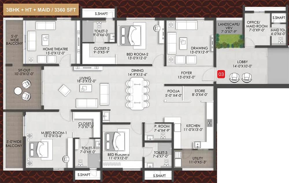 3bhk+maid+ht 3360 team4 arka by team4 lifespaces