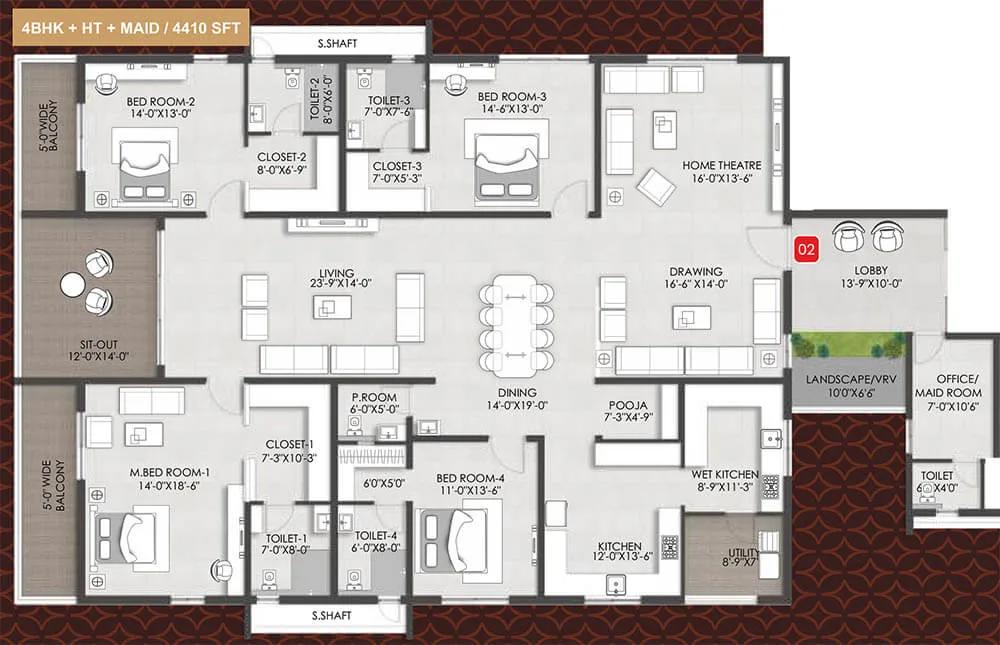 4bhk+maid+ht 4410 team4 arka by team4 lifespaces