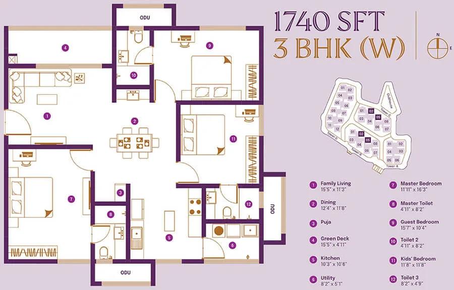 3BHK 1740 - ASBL Landmark