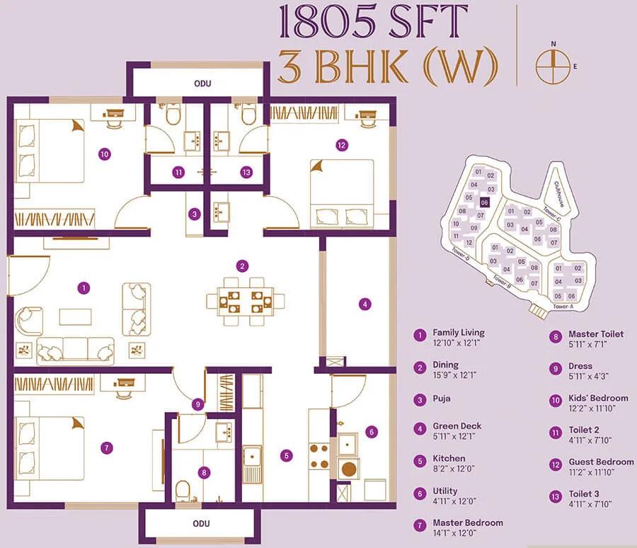 3BHK 1805 - ASBL Landmark