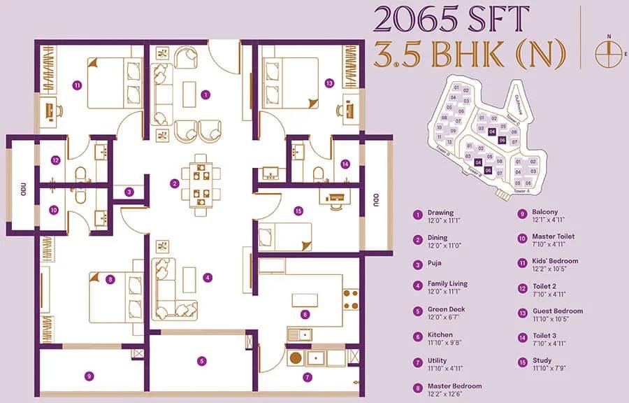 3.5BHK 2065 - ASBL Landmark