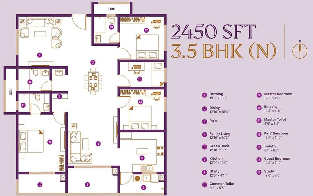 3.5BHK 2450 - ASBL Landmark