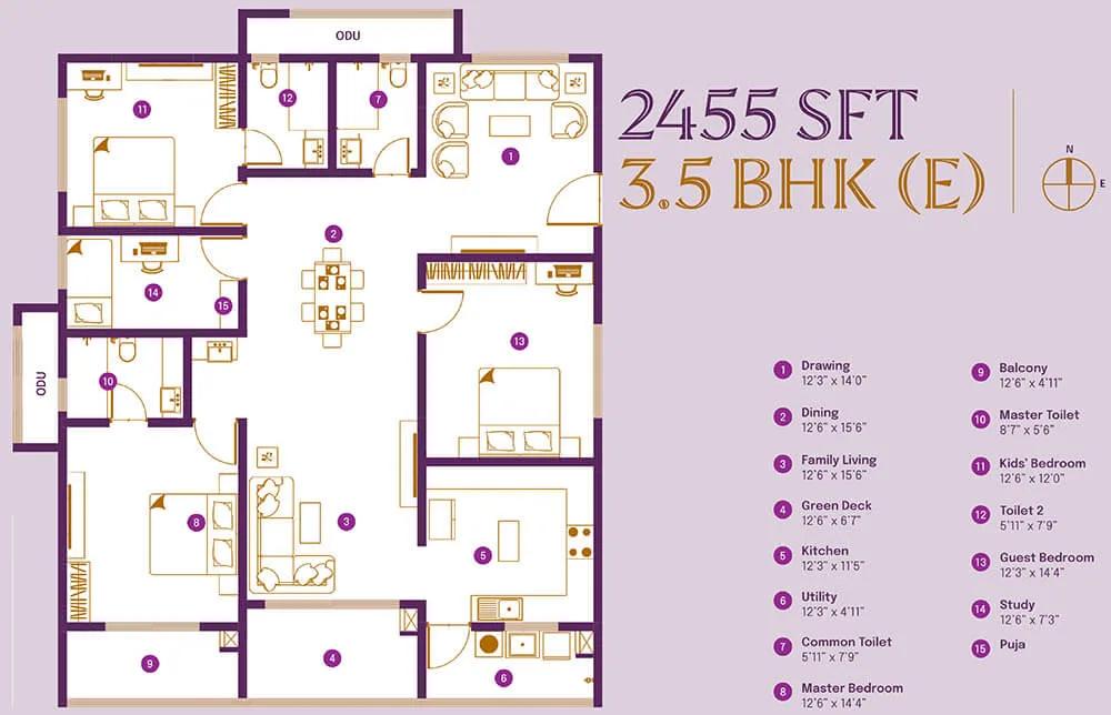 3.5BHK 2455 - ASBL Landmark