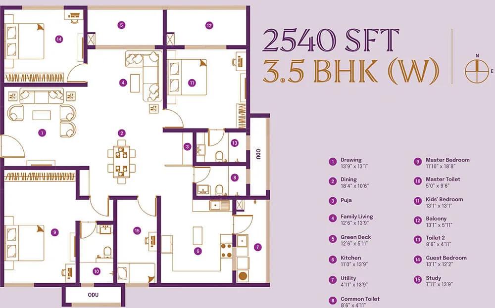 3.5BHK 2540 - ASBL Landmark