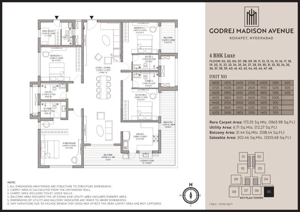 4BHK Luxe 3255 - Godrej Madison Avenue