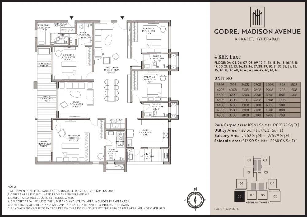 4BHK Luxe 3368 - Godrej Madison Avenue