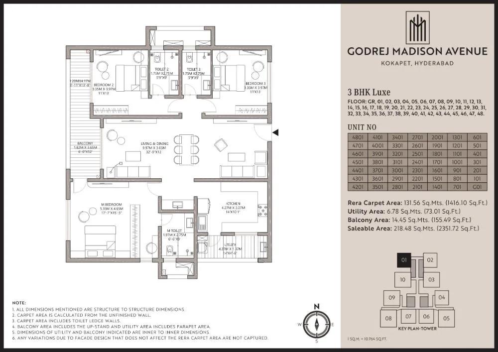 3BHK Luxe 2351 - Godrej Madison Avenue
