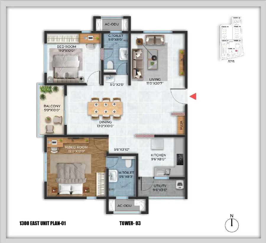 2BHK 1300 - Cybercity Stone Ridge Hyderabad