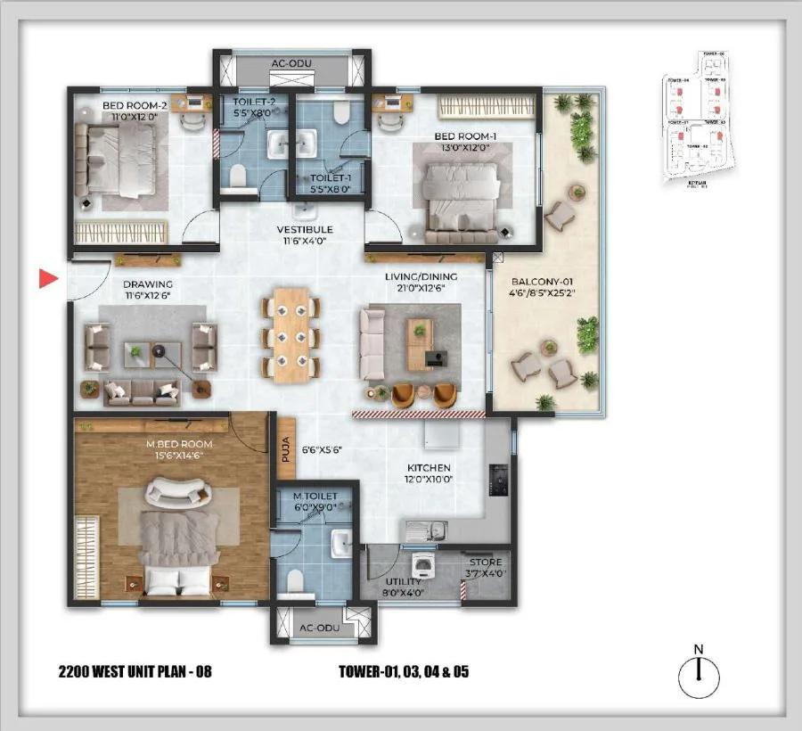 3BHK 2200 - Cybercity Stone Ridge Hyderabad
