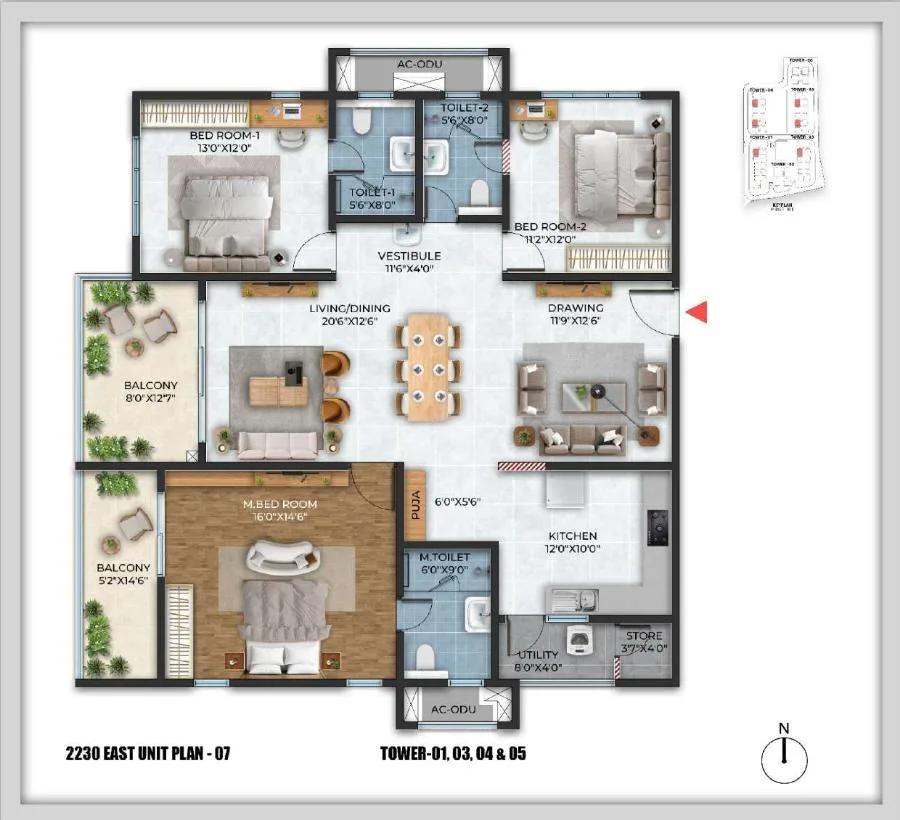 3BHK 2230 - Cybercity Stone Ridge Hyderabad
