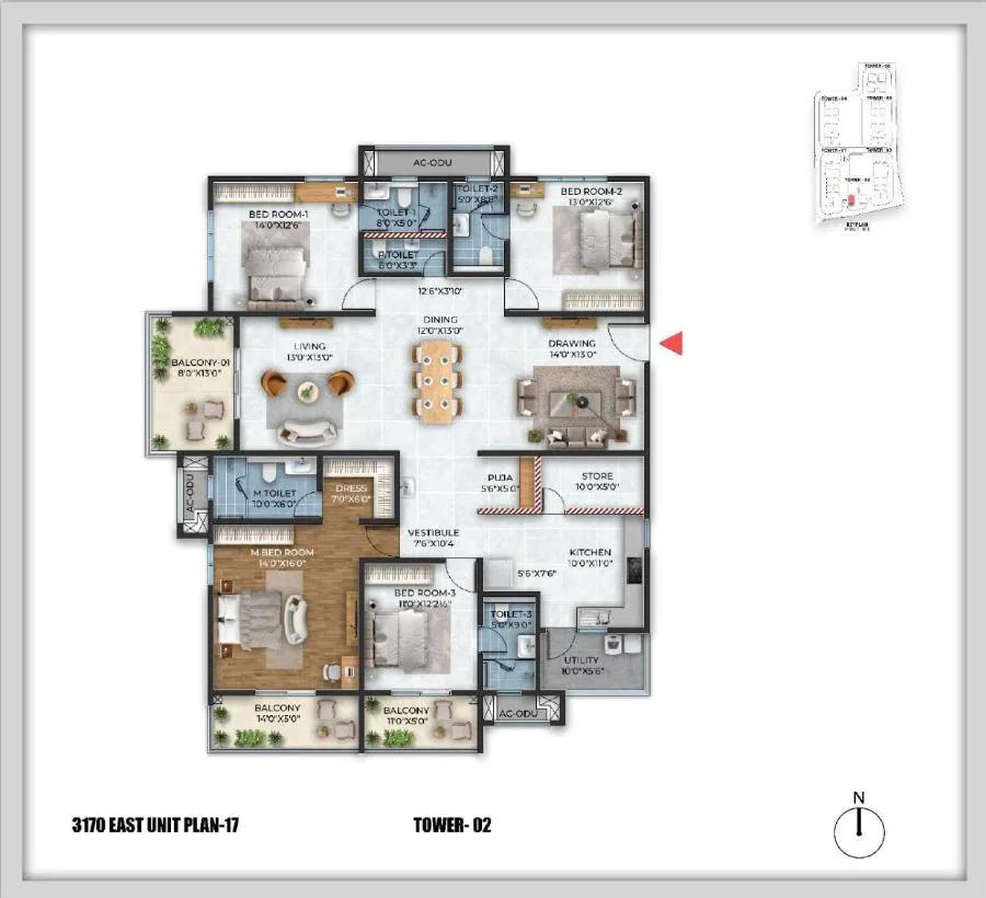 4BHK 3170 - Cybercity Stone Ridge Hyderabad