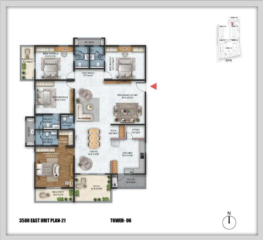 4BHK 3580 - Cybercity Stone Ridge Hyderabad