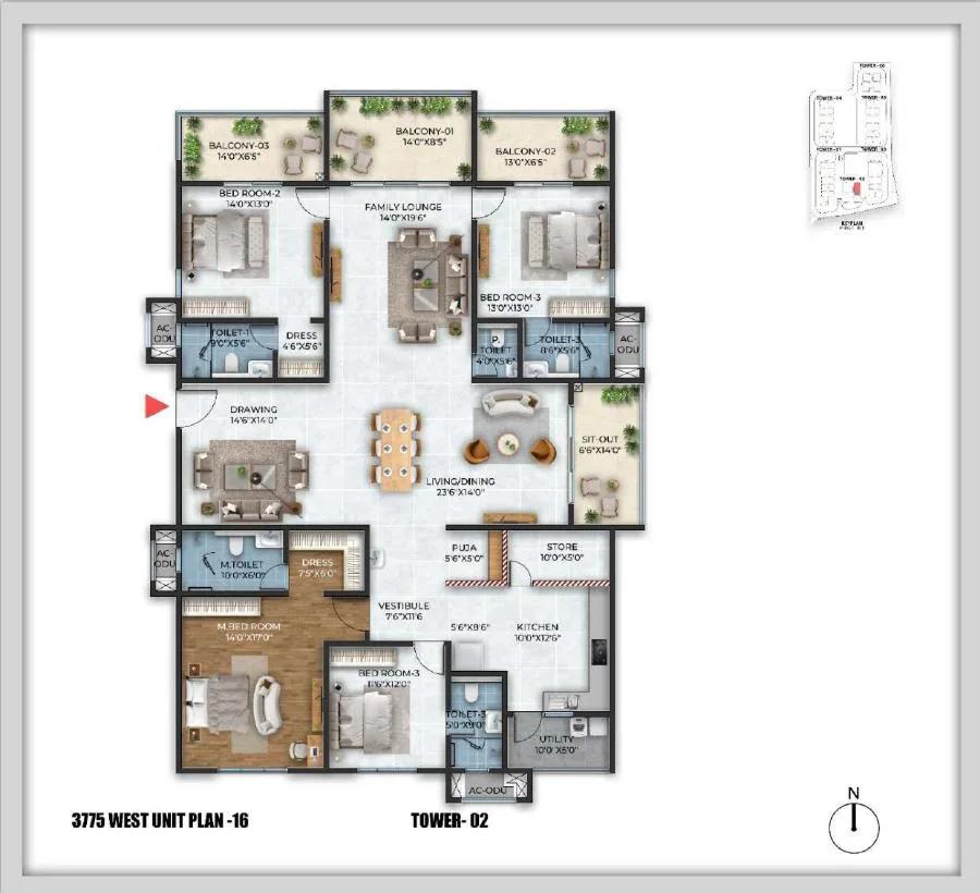 4BHK 3775 - Cybercity Stone Ridge Hyderabad